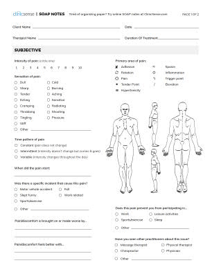 SOAP formulář na masáže AMTA