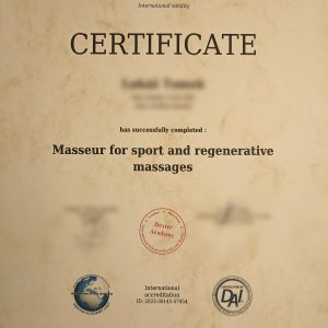 Online masérský kurz Dexter - certifikát z kurzu