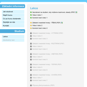 Online masérský kurz Dexter - postupné studium