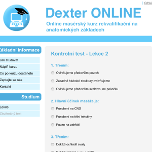 Online masérský kurz Dexter - kontrolní test